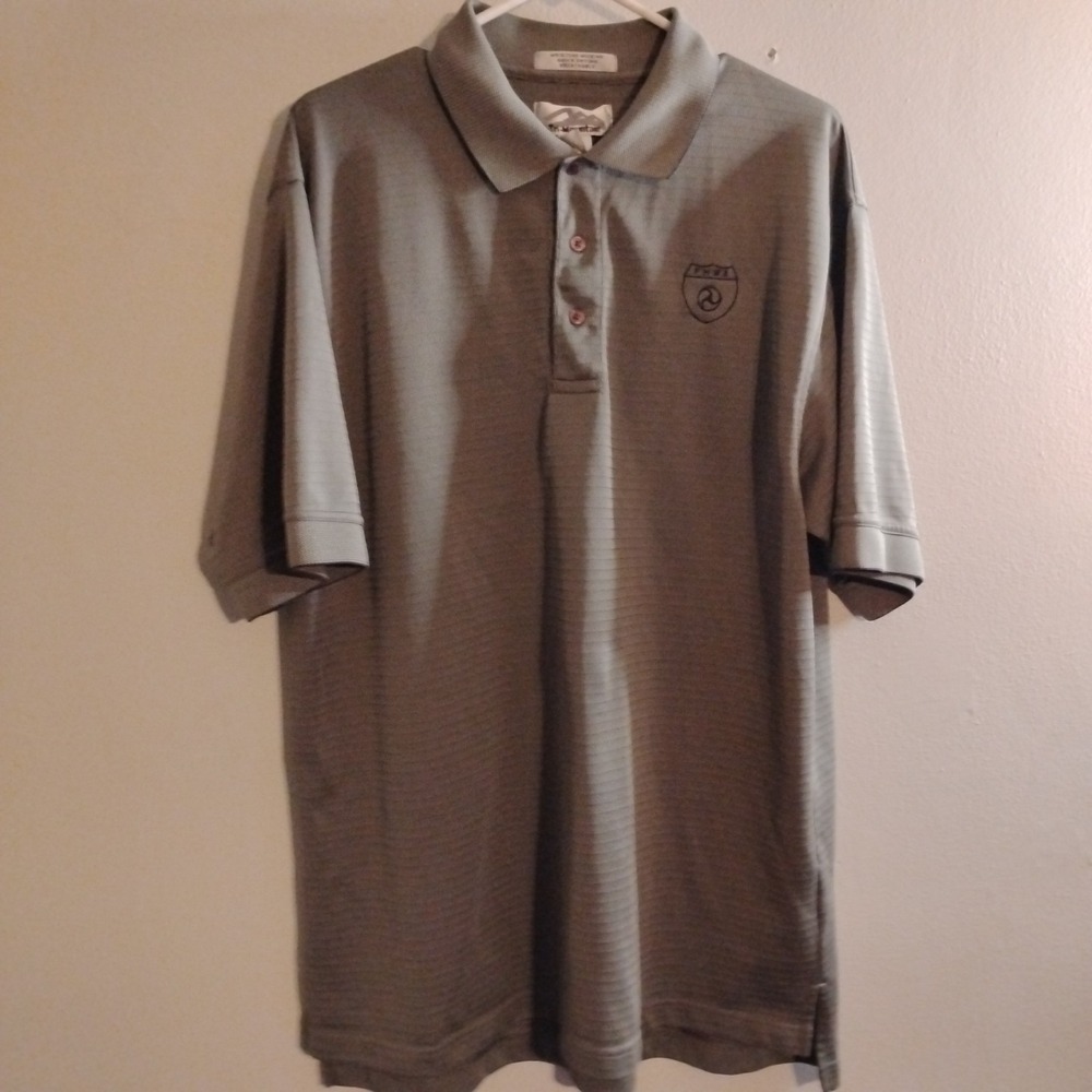 Tri-Mountain Gray Polo Shirt Men's golf XL Short Sleeve Moisture Wicking Logo